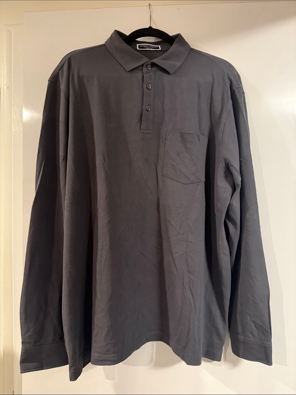 Charles Tyrwhitt Long-Sleeve Polo Shirt - Charcoal Gray